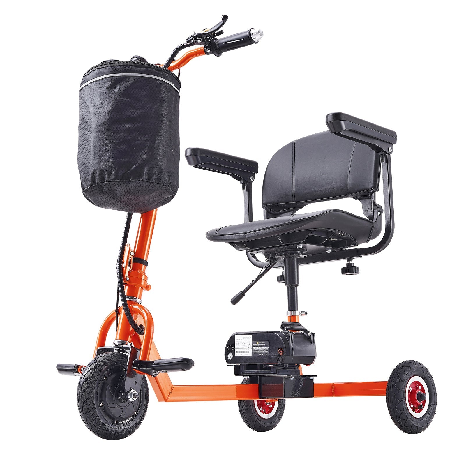 Mobility Scooter 3-Wheel Foldable Iron Orange 300 LB 12 Mile Range