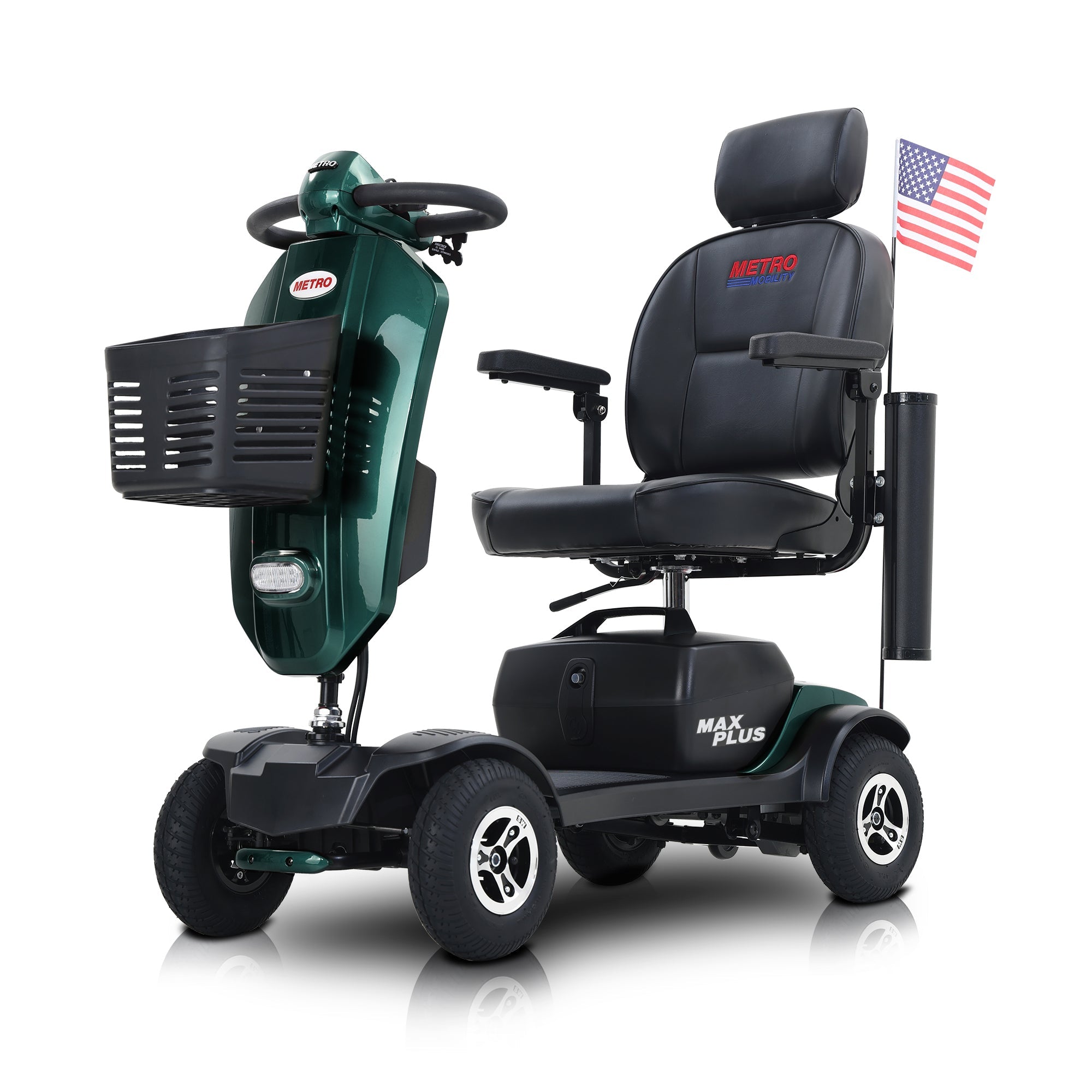 Mobility Scooter 4-Wheel Metal Emerald 16 Mile Range USB Charger 300W